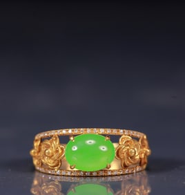 18K Gold Natural Jadeite Ring