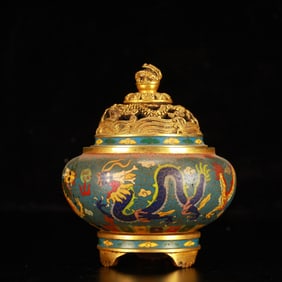 An Exquisite Cloisonne Dragon Pattern Tripod Censer