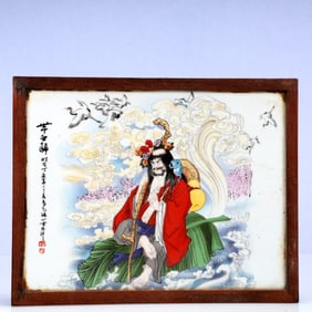 A Rare Huanghuali wood Inlaid Porcelain Plaques Figure Pattern End Table