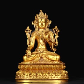 A Rare Gilt Bronze Statue of Tara