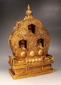 An Exquisite Gilt Bronze Lotus Pattern Niche