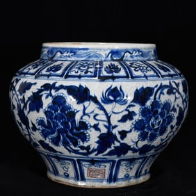 A Rare Blue and White Lotus Pattern Jar