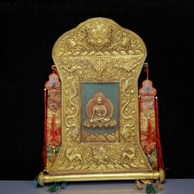 A Rare Gilt Bronze Sakyamuni Statue Tangka