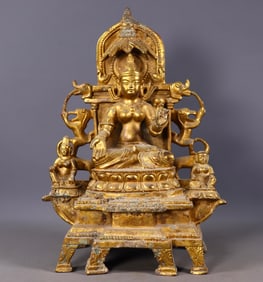 A Rare Gilt Bronze Statue of Sakyamuni