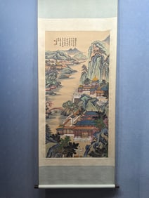 A Chinese Vertical Scroll Ink Painting of Landscape on Paper,Zhang Daqian