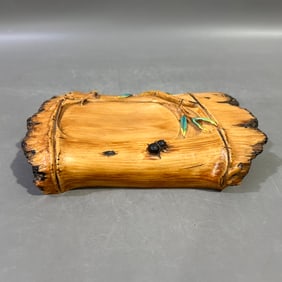 An Exquisite Biomimetic Porcelain Spider and Bamboo Pattern Inkstone