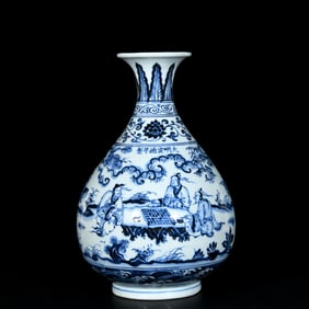 An Exquisite Blue and White Character and Story Pattern Vase