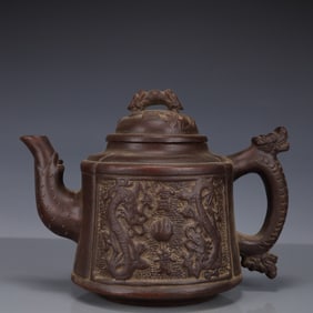 A Rare Purple Sands Dragon Pattern Teapot