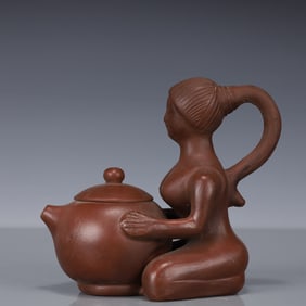 An Exquisite Purple Sands Figure Teapot