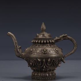 An Exquisite Silver-plated Bronze Dragon Pattern Ewer