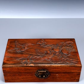 An Exquisite Huanghuali wood Flower and Bird Pattern Box