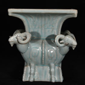 An Exquisite Ru yao Sheep-Ears Vase