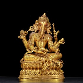 A Rare Gilt Bronze Statue of Ganesh