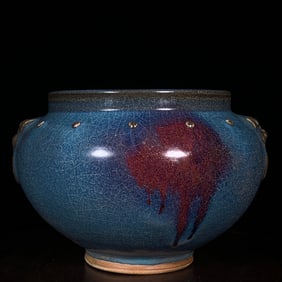 An Exquisite Jun yao Beast-Ears Jar