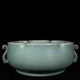 An Exquisite Ru yao Double-Ears Washer,With Poem