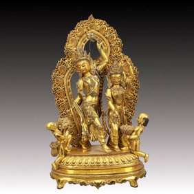 A Solemn Gilt Bronze Statue of Bodhisattva