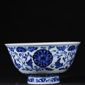 An Exquisite Blue and White Lotus Pattern Bowl