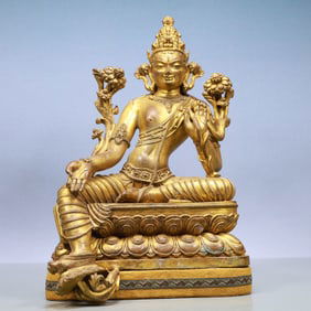 An Exquisite Gilt Bronze Statue of Tara