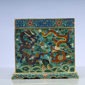 A Exquisite Cloisonne Seawater Pattern Dragon Pattern Box