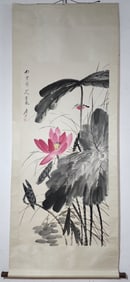 A Chinese Vertical Scroll Ink Painting of Flower and Bird on Paper