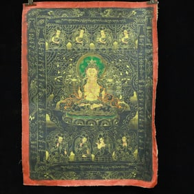 An Exquisite Brocade Painted Color Statue of Samantabhadra Tangka