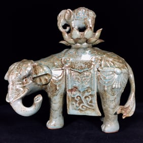 An Exquisite Ru yao Elephant Ornament