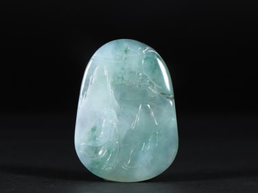 An Exquisite Jadeite Landscape and Figure Pattern Brand