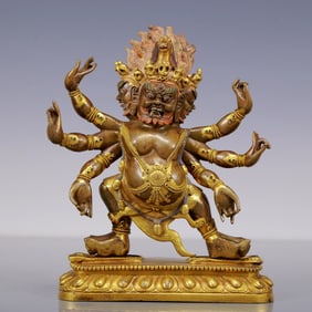 A Rare Gilt Bronze Statue of Vajra