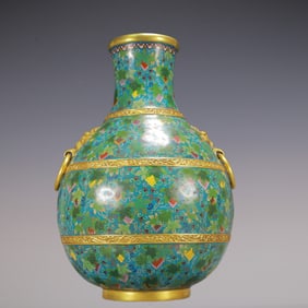 A Huge Cloisonne Grapes Pattern Double-Ears Vase