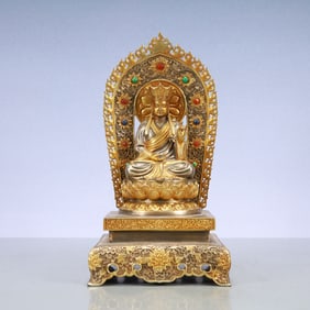 A Exquisite Gilt Silver Buddha statue