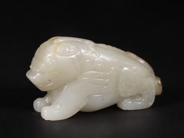 An Exquisite White Jade Auspicious Beast Pendant