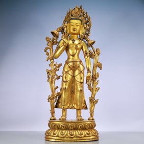 A Exquisite Gilt Bronze Statue of Avalokitesvara