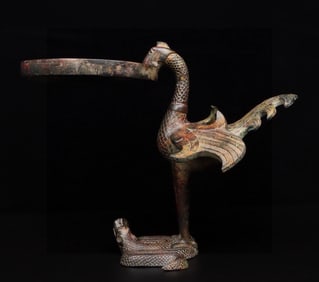 A Exquisite Bronze -With Inscription Bird-Form Candlestick