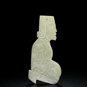 An Exquisite Archaic Jade Figure Ornament
