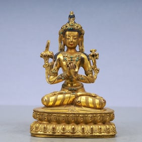 A Exquisite Gilt Bronze Statue of Avalokitesvara