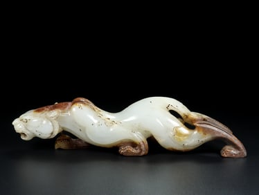An Exquisite Archaic Jade Tiger Ornament