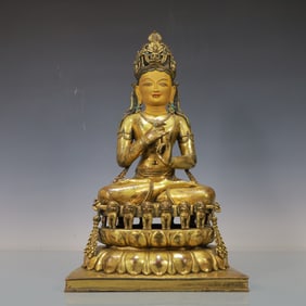 A Exquisite Gilt Bronze Statue of Avalokitesvara
