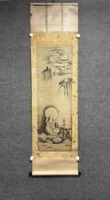 A Chinese Vertical Scroll Ink Painting of Buddha Statue on Paper