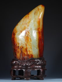 An Exquisite White Jade Statue of Avalokitesvara Pattern with poem Ornament