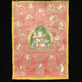 An Exquisite Brocade Painted Color Statue of Vajra Tangka
