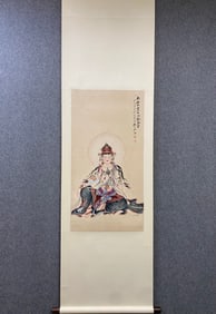 A Chinese Vertical Scroll Ink Painting of Statue of Avalokitesvara on Paper