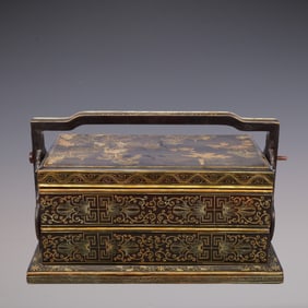 A Exquisite Black Lacquer Landscape Pattern Box