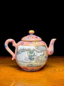 An Exquisite Famille-Rose Character and Story Pattern with poem Ewer