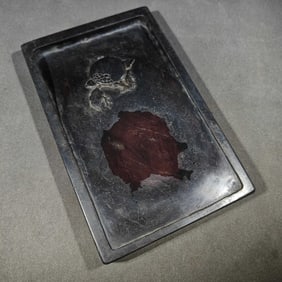 An Exquisite Flower and Fruit Pattern with poem Inkstone
