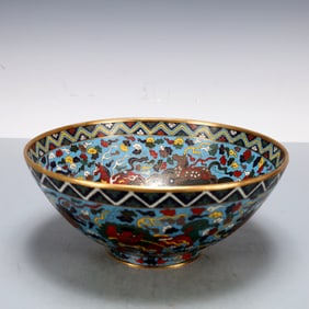 A Exquisite Cloisonne Flower and Bird Pattern Auspicious Beast Pattern Bowl