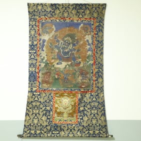 An Exquisite Brocade Painted Color Statue of Vajra Tangka