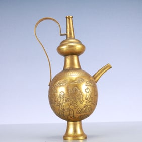 A Exquisite Gilt Bronze Character and Story Pattern Ewer