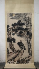 A Chinese Vertical Scroll Ink Painting of Flower and Bird on Paper