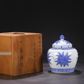 An Exquisite Blue and White Flower and Fruit Pattern Jar