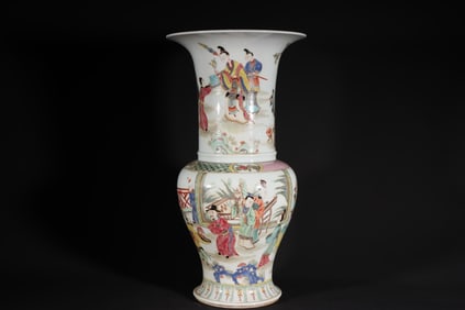 An Exquisite Famille-Rose Character and Story Pattern Vase